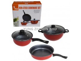 (RED)3 PIECE POT PY-47284#(24CM SOUP POT/18CM MILK POT/24CM PAN)